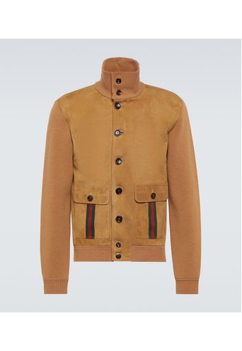 Bomberjacke Web Stripe aus Veloursleder