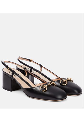 Slingback-Pumps Horsebit aus Leder