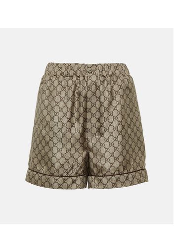 Bedruckte Shorts GG aus Seiden-Twill