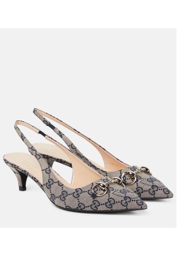 Slingback-Pumps Horsebit GG aus Canvas