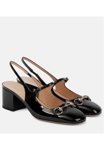 Slingback-Pumps Horsebit 55 aus Lackleder