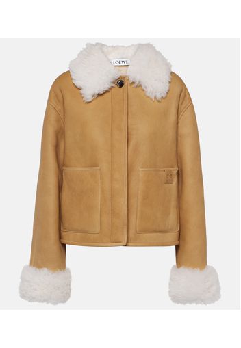 Lederjacke mit Shearling