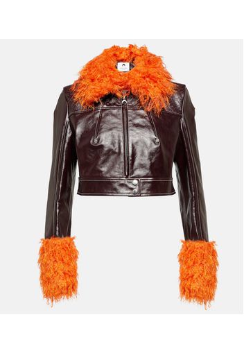 Lederjacke mit Faux Fur