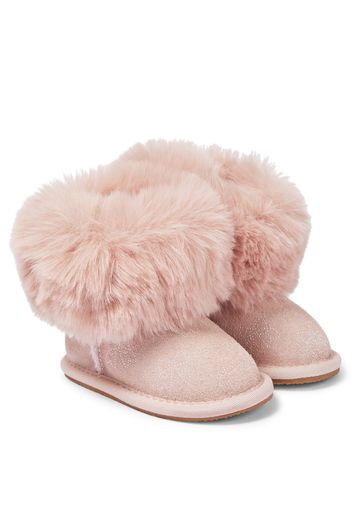 Stiefel aus Veloursleder mit Faux Fur