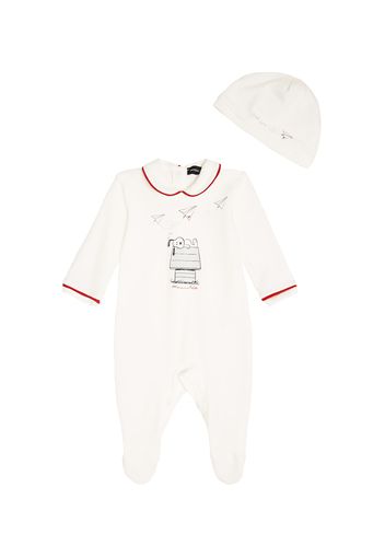 Baby Set Snoopy aus Strampler, Beanie und Kissenbezug