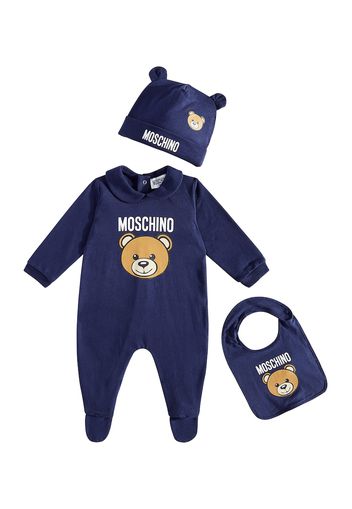 Baby Set Teddy Bear aus Strampler, Lätzchen und Mütze