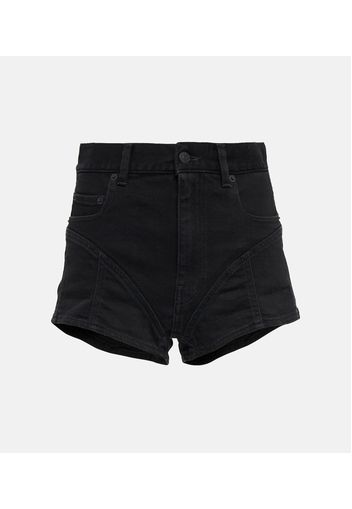 High-Rise Jeansshorts mit Spitze