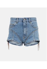 Verzierte High-Rise Jeansshorts Spiral