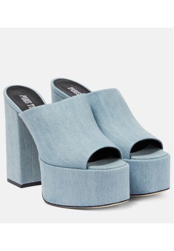 Plateau-Pantoletten Sasha aus Denim