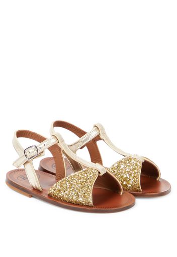 PèPè Sandalen aus Metallic-Leder mit Glitter