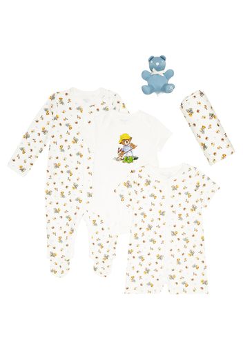 Baby Set aus Playsuit, Lätzchen und Beanie