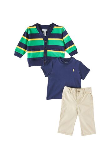 Baby Set aus Cardigan, T-Shirt und Chinohose