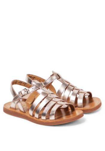 Sandalen Plagette Strap aus Metallic-Leder