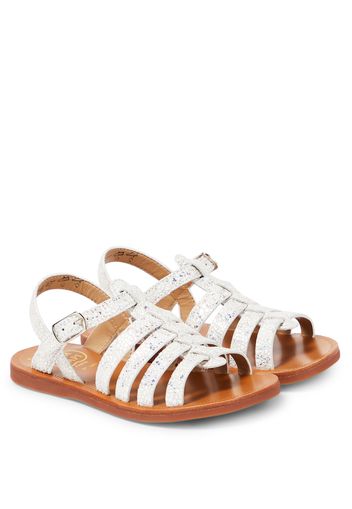 Sandalen Plagette Strap mit Glitter