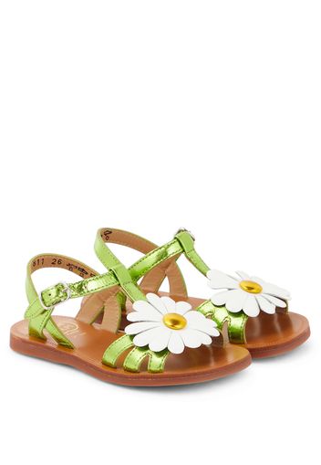 Sandalen Plagette Big Flo aus Metallic-Leder