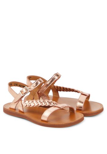 Sandalen Plagette Antik aus Metallic-Leder