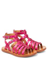 Sandalen Plagette Gladiator aus Metallic-Leder