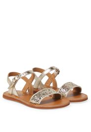 Sandalen Plagette Buckle aus Metallic-Leder