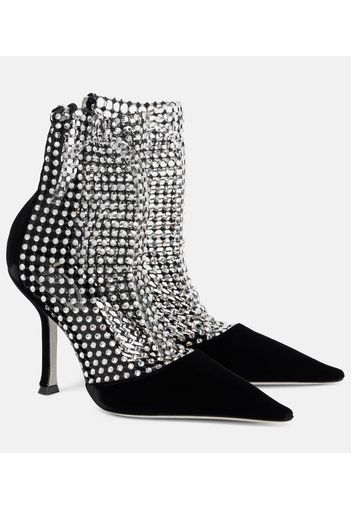 Ankle Boots Galaxia aus Samt mit Kristallen