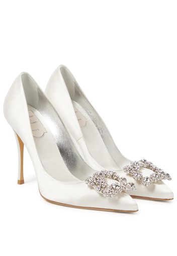 Pumps Flower Strass 100 aus Satin