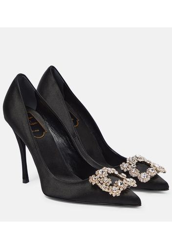 Pumps Flower Strass aus Satin