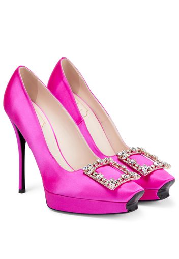 Plateau-Pumps Flower Strass aus Satin