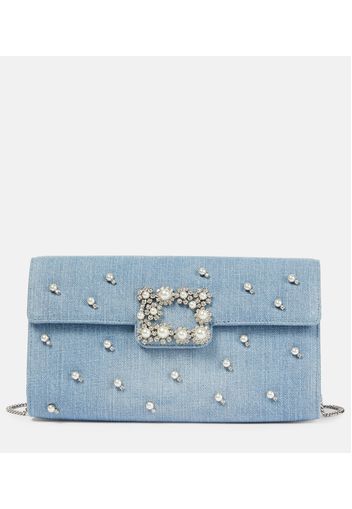 Clutch Flower Strass Pearl aus Denim