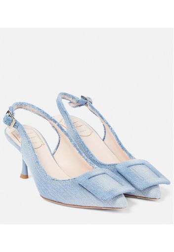 Slingback-Pumps aus Denim