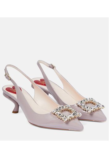 Slingback-Pumps Virgule aus Lackleder