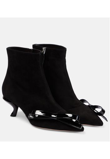 Ankle Boots Virgule Bow aus Veloursleder