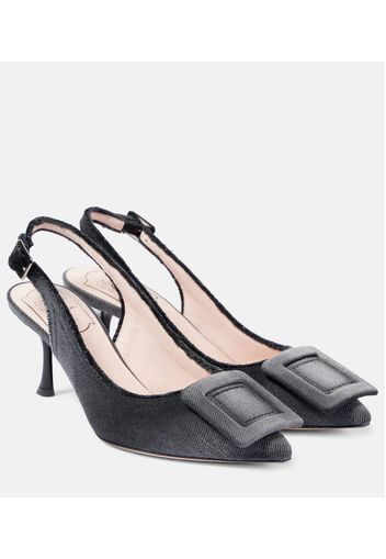 Slingback-Pumps aus Denim