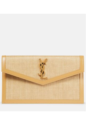 Clutch Uptown aus Raffiabast und Leder