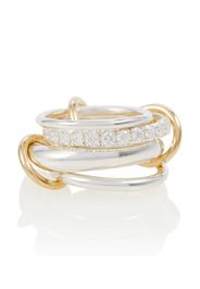 Ring Luna aus 18kt Gelbgold und Sterlingsilber mit weißen Diamanten