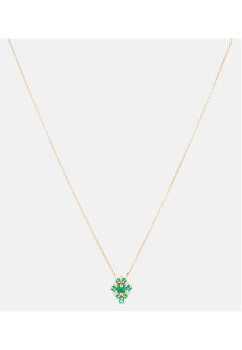Halskette aus 18kt Gelbgold mit Diamanten und Smaragden