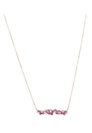 Halskette Frenesia Bar aus 14kt Gelbgold mit Diamanten und Rhodolite