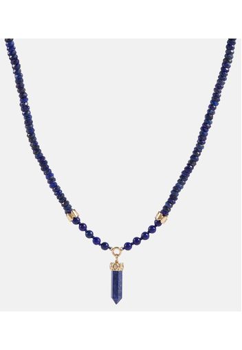 Halskette aus Lapislazuli mit 14kt Gelbgold und Diamanten