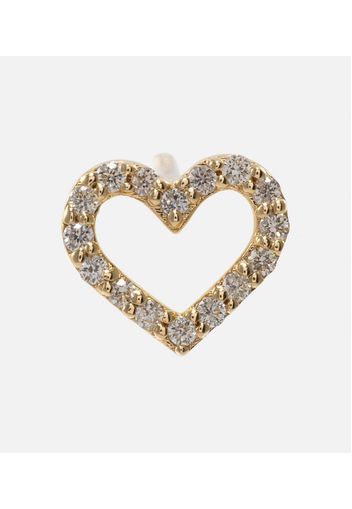 Einzelner Ohrring Open Heart aus 14kt Gelbgold mit Diamanten