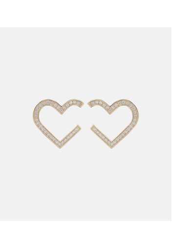 Ohrringe Heart aus 14kt Gelbgold mit Diamanten