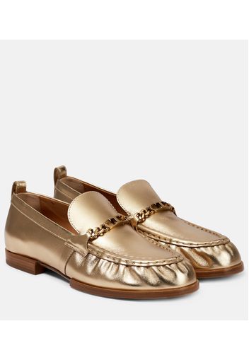 Loafers aus Metallic-Leder