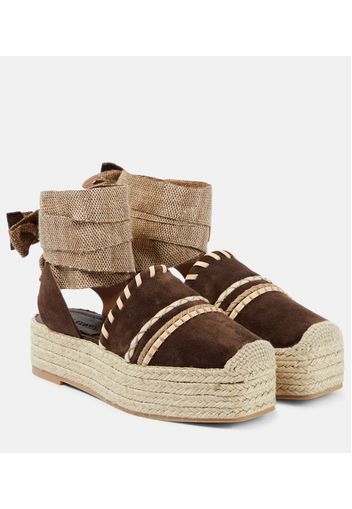 Plateau-Espadrilles aus Veloursleder