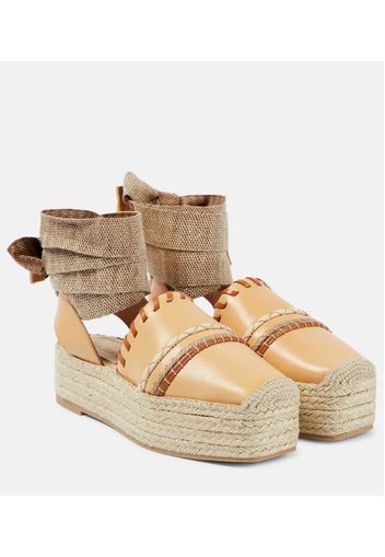 Plateau-Espadrilles aus Leder