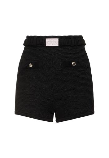 Sequined Cotton Blend Knitted Hot Pants