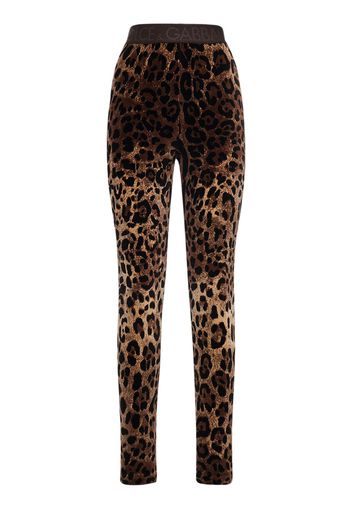 Leggings Aus Chenille Mit Leopardendruck