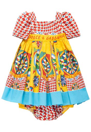 Printed Cotton Dress W/diaper Cover