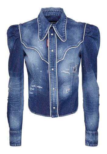 Stretch Cotton Denim Cowboy Shirt