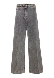 Mid Rise Cotton Denim Wide Jeans