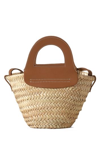 Mini Tote Aus Leder & Raffia "cabas"