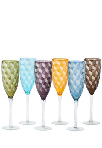 Set Of 6 Multicolor Champagne Glasses