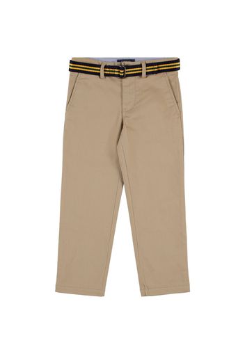 Stretch Cotton Twill Chino Pants W/ Belt