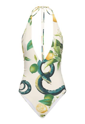 Lycra Printed Halter Neck Bodysuit